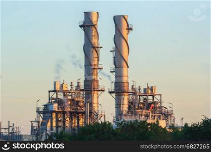 Gas turbine electric power plant in the morning