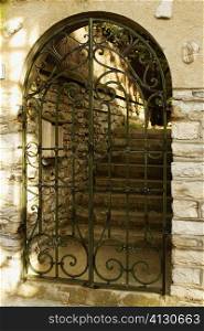 Gate at the entrance of a staircase, Biarritz, Basque Country, Pyrenees-Atlantiques, Aquitaine, France