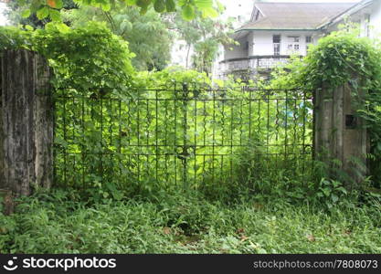 Gate of old house in Yangon, Myanmar