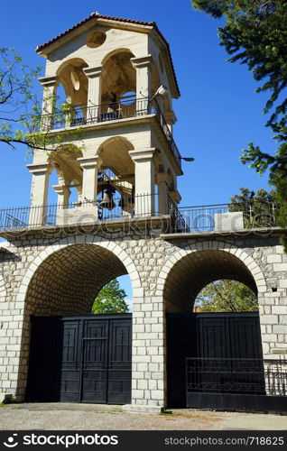 Gate of orthodox monastery in Greece