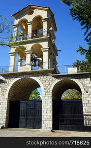 Gate of orthodox monastery in Greece