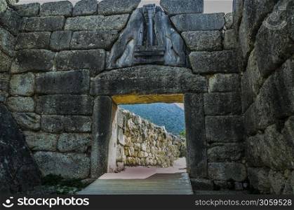Gate of the lions of the ancient city of Mycenae
