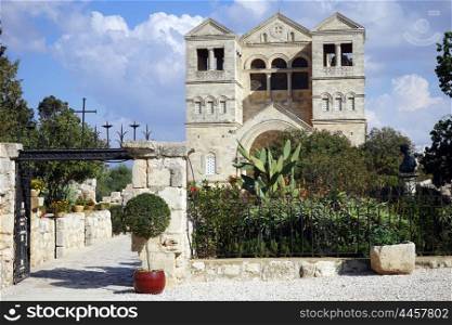 Gate of Transfiguration church on the mount Tavor, Israel