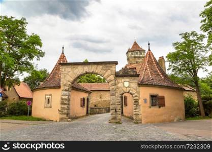 Gate to the old city Rothenburg in a beautiful summer day, Germany