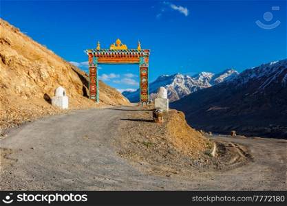 Gates of Ki  Kee, Key  Buddhist monastery gompa in Himalayas, Spiti Valley, Himachal Pradesh. Gates of Ki gompa, Spiti Valley, Himachal Pradesh