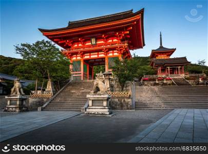 Gates of Kiyomizu-dera Temple Illumineted at Sunset, Kyoto, Japan