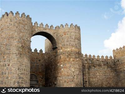"Gates "Puerta del Alcazar" of fortress Avila in Spain"
