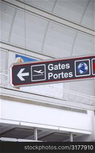 Gates sign in international airport