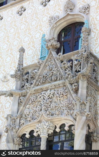 Gaudi mosaics on a facade in Barcelona