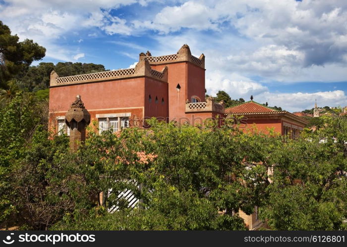 Gaudi&rsquo;s building in Park Guell, Barcelona, Spain