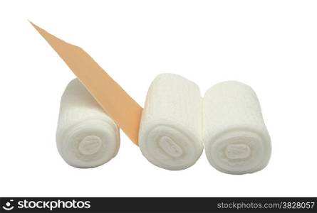 Gauze bandages and sticking plaster
