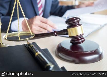 gavel and soundblock fo justice law and lawyer working on wooden desk background