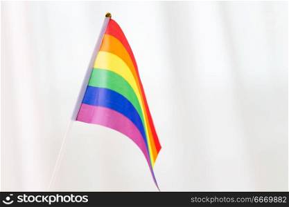 gay pride, homosexual and lgbt concept - close up of rainbow flag. close up of gay pride rainbow flag. close up of gay pride rainbow flag