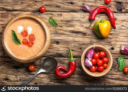 Gazpacho soup with basil