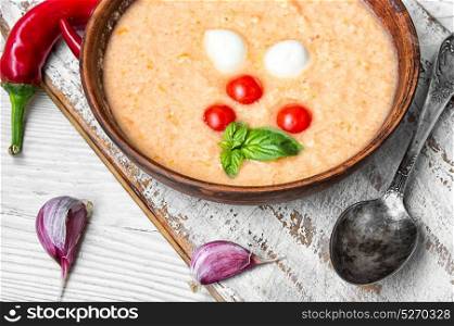 Gazpacho soup with basil