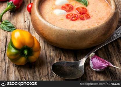 Gazpacho soup with basil