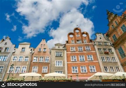 Gdansk. Central City Quay.. Facades of old medieval houses on the waterfront in Gdansk.