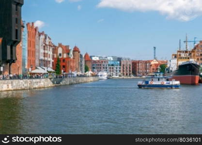 Gdansk. Central embankment.. Central Embankment Gdansk and old Motlawa river.