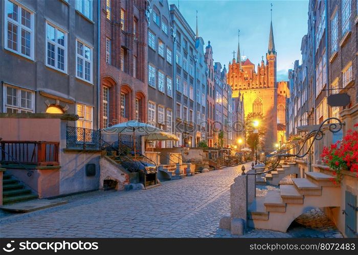 Gdansk. Mariacka street at night.. Mariacka Street in Gdansk. Old medieval street is very popular among honeymooners and tourists.