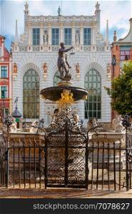 Gdansk. Sculpture of Neptune.. Neptune Fountain in the historic center of Gdansk.