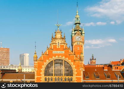 Gdansk. Train Station.. The old building of the main train station in Gdansk.