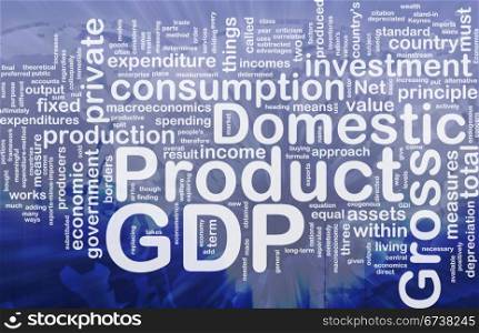 GDP is bone background concept. Background concept wordcloud illustration of GDP international