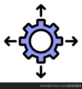 Gear and arrows icon. Outline gear and arrows vector icon color flat isolated. Gear and arrows icon color outline vector