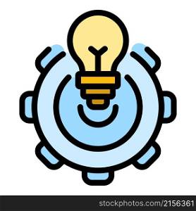 Gear bulb icon. Outline gear bulb vector icon color flat isolated. Gear bulb icon color outline vector