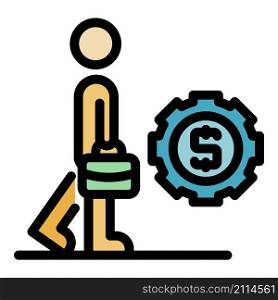 Gear company finance manager icon. Outline gear company finance manager vector icon color flat isolated. Gear company finance manager icon color outline vector