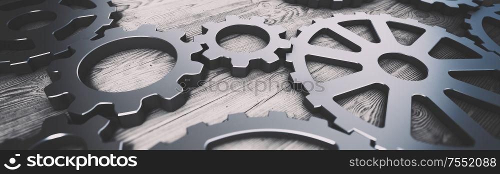 Gear industrial concept. Technology innovations. 3d rendering. Gear industrial concept. Technology innovations