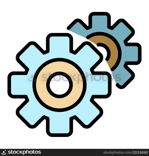 Gear mechanism icon. Outline gear mechanism vector icon color flat isolated. Gear mechanism icon color outline vector