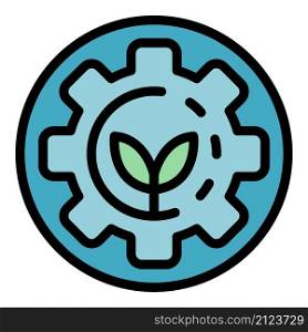Gear nature energy icon. Outline gear nature energy vector icon color flat isolated. Gear nature energy icon color outline vector