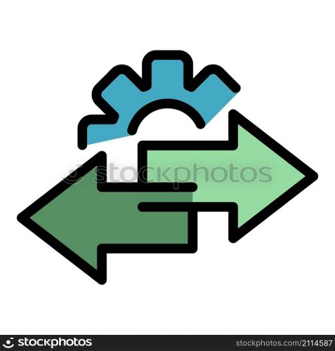 Gear restructuring icon. Outline gear restructuring vector icon color flat isolated. Gear restructuring icon color outline vector
