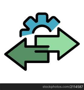 Gear restructuring icon. Outline gear restructuring vector icon color flat isolated. Gear restructuring icon color outline vector
