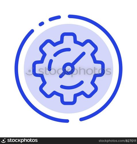 Gear, Setting, Timer Blue Dotted Line Line Icon