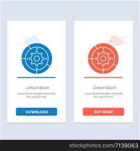 Gear, Settings, Setup, Engine, Process Blue and Red Download and Buy Now web Widget Card Template