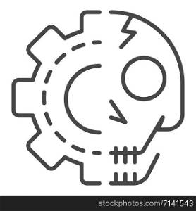 Gear skull icon. Outline gear skull vector icon for web design isolated on white background. Gear skull icon, outline style