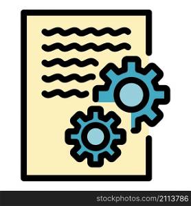 Gear system report icon. Outline gear system report vector icon color flat isolated. Gear system report icon color outline vector