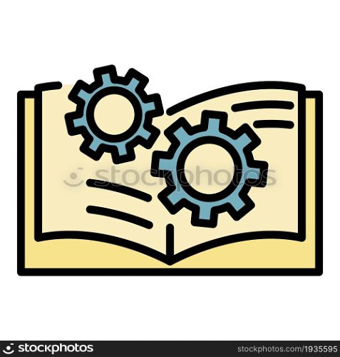 Gear user guide icon. Outline gear user guide vector icon color flat isolated. Gear user guide icon color outline vector