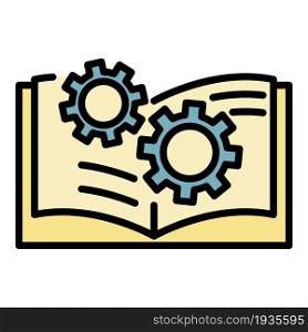 Gear user guide icon. Outline gear user guide vector icon color flat isolated. Gear user guide icon color outline vector
