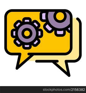 Gear wheel chat icon. Outline gear wheel chat vector icon color flat isolated. Gear wheel chat icon color outline vector