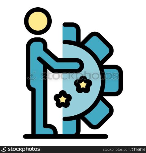 Gear wheel system icon. Outline gear wheel system vector icon color flat isolated. Gear wheel system icon color outline vector