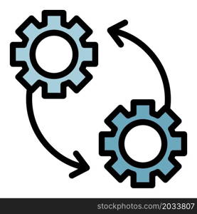 Gears and arrows icon. Outline gears and arrows vector icon color flat isolated. Gears and arrows icon color outline vector