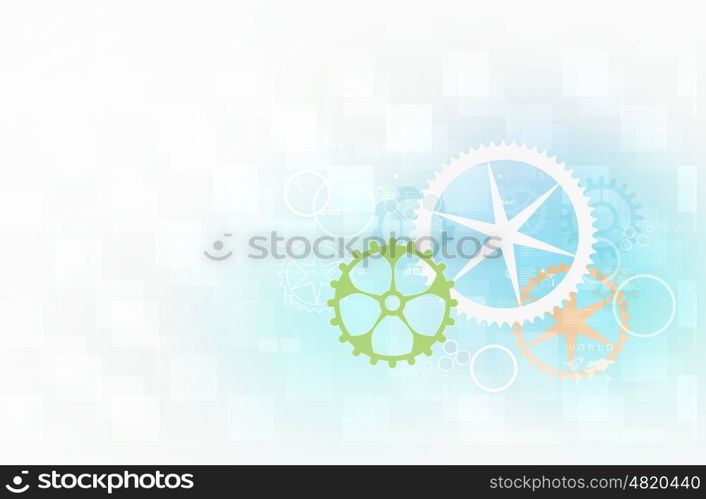 Gears background image. Background image with color gear mechanism on white background