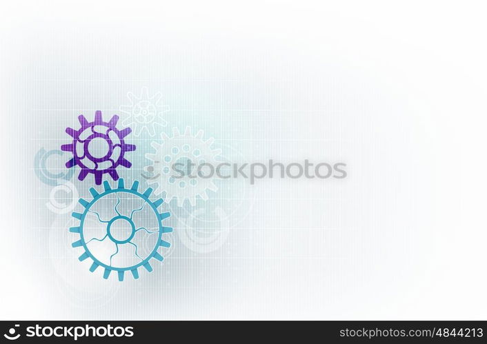 Gears background image. Background image with color gear mechanism on white background