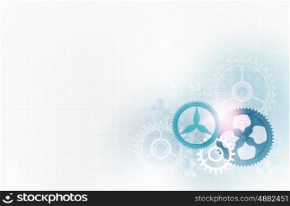 Gears background image. Background image with color gear mechanism on white background