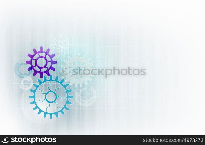 Gears background image. Background image with color gear mechanism on white background