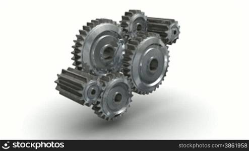 gears cogs and pinions isolated on white background