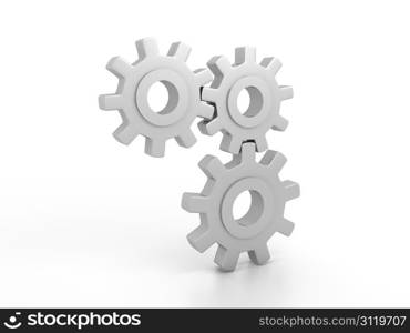 Gears over white background. 3d render
