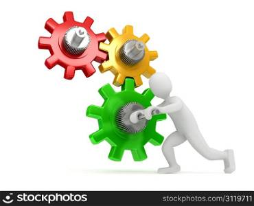 Gears over white background. 3d render